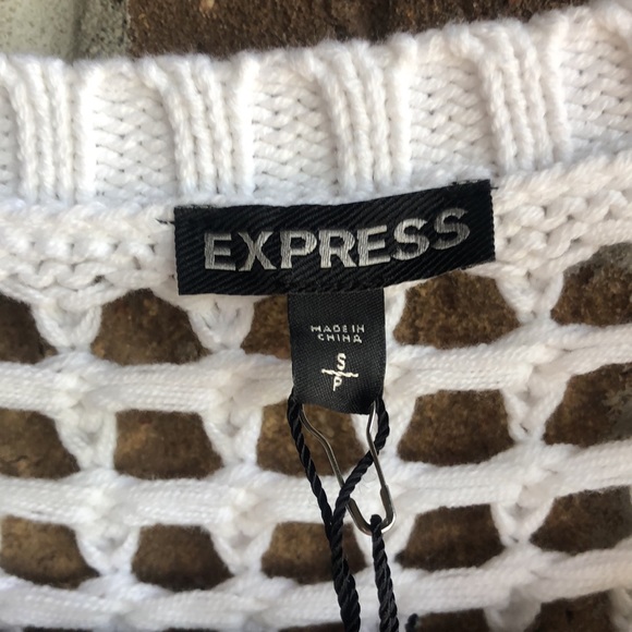 New EXPRESS White Crochet Top Sweater - Picture 5 of 6